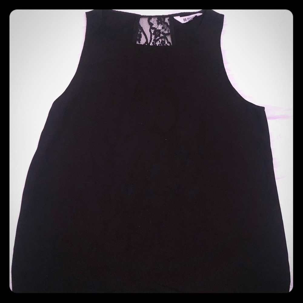 BB Dakota black sleeveless top with lace inset